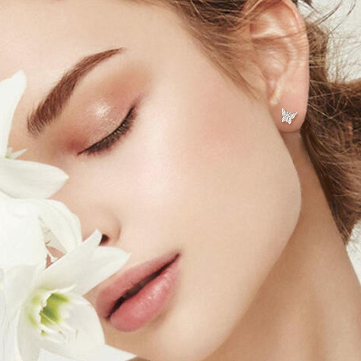 Moissanite 925 Sterling Silver Butterfly Stud Earrings Carauana Store