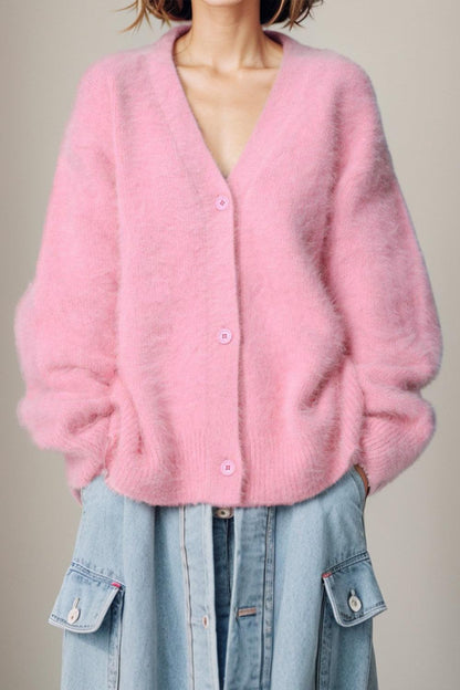 Button Up Dropped Shoulder Cardigan Carauana Store