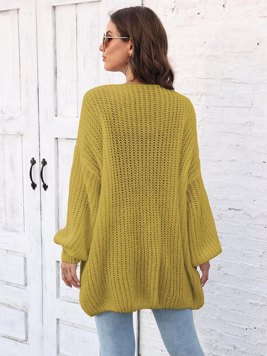 Open Front Dropped Shoulder Longline Cardigan Carauana Store