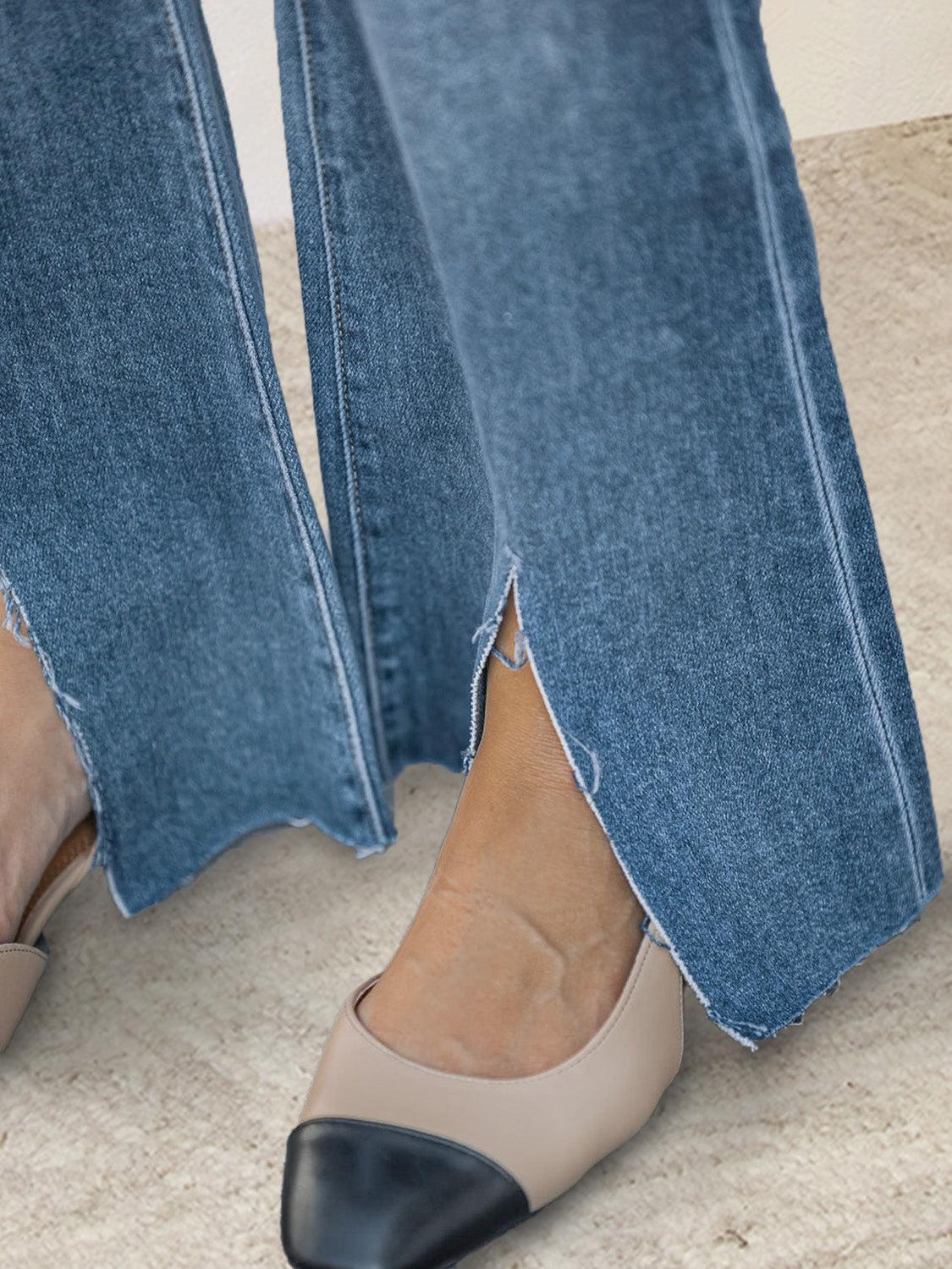 Slit Bootcut Jeans with Pockets Carauana Store