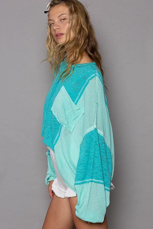 POL Round Neck Contrast High-Low Top Carauana Store