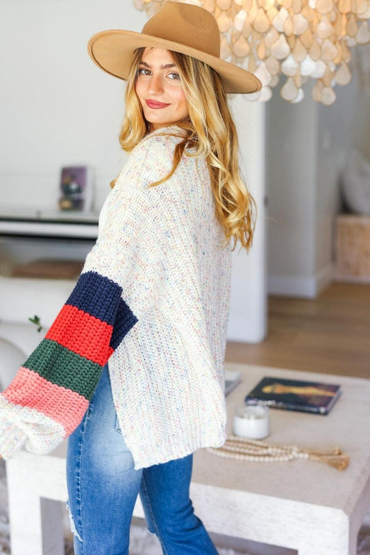 Haptics Full Size Color Block Open Front Cardigan Carauana Store