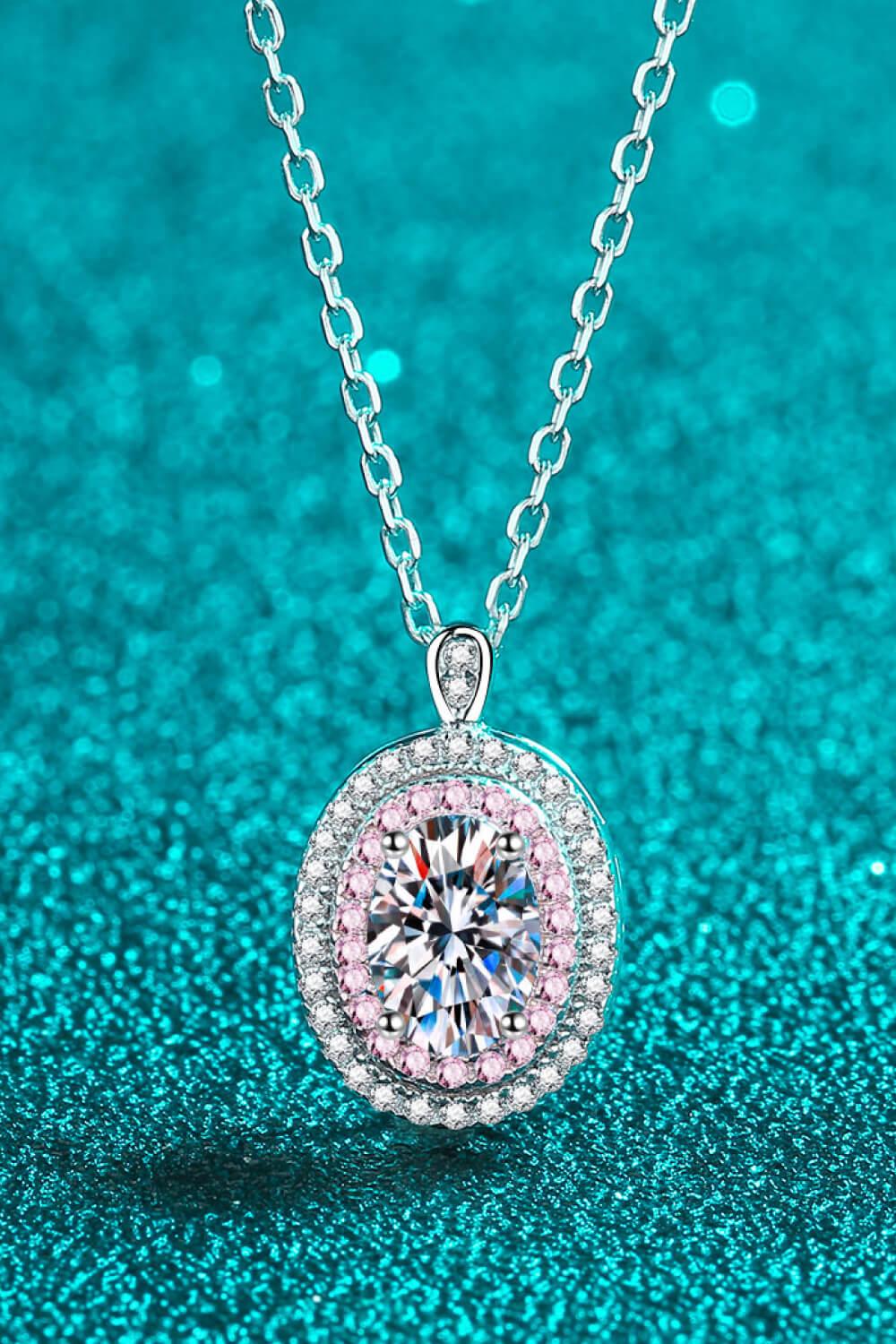 Adored 925 Sterling Silver Rhodium-Plated 1 Carat Moissanite Pendant Necklace Carauana Store