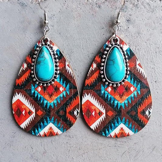 Artificial Turquoise Geometric Teardrop Earrings Carauana Store