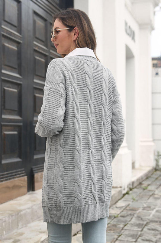 Open Front Cable-Knit Cardigan Carauana Store