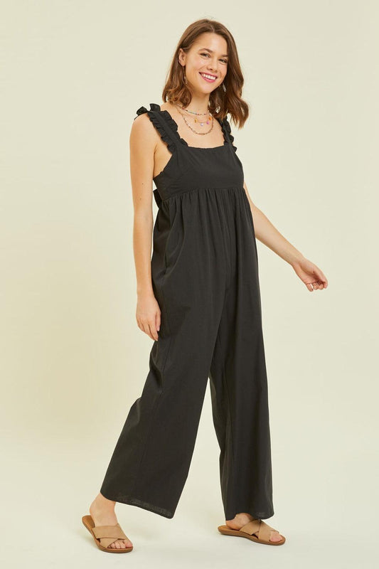 HEYSON Full Size Ruffled Strap Back Tie Wide Leg Jumpsuit Carauana Store