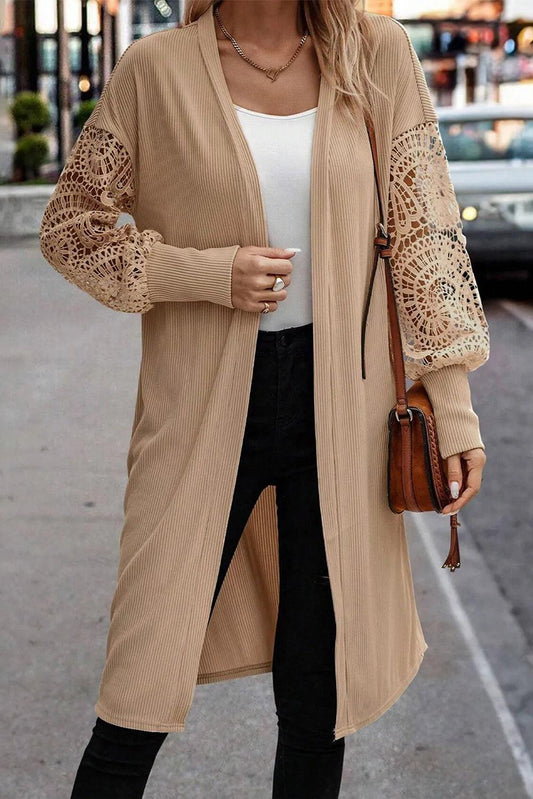 Open Front Lace Lantern Sleeve Cover-Up Carauana Store