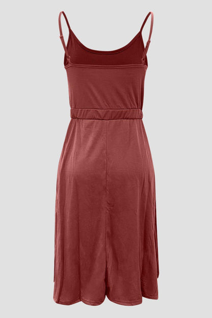 Decorative Button Spaghetti Strap Dress Carauana Store