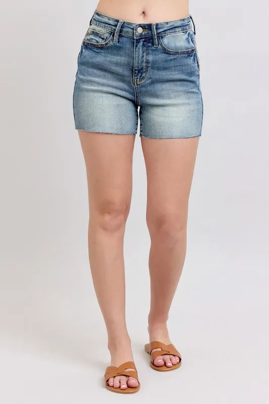 Judy Blue Full Size High Waist Star Seam Detail Denim Shorts Plus Size Carauana Store