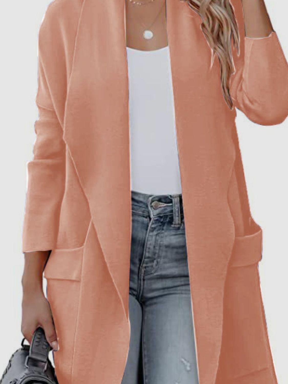 Open Front Dropped Shoulder Outerwear Carauana Store