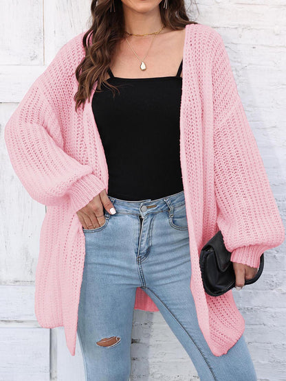 Open Front Dropped Shoulder Longline Cardigan Carauana Store