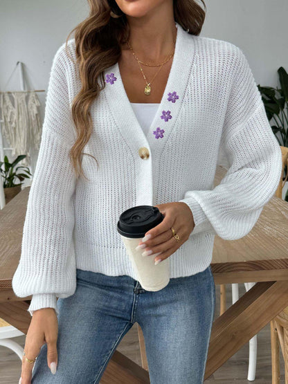 V-Neck Button Up Long Sleeve Cardigan Carauana Store