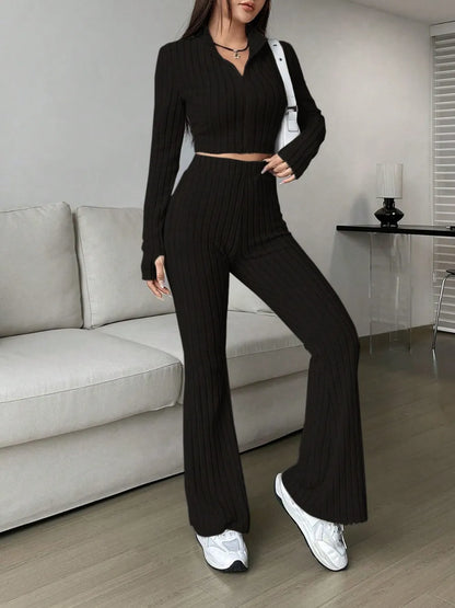 Honey Zip Up Long Sleeve Top and Pants Set Carauana Store