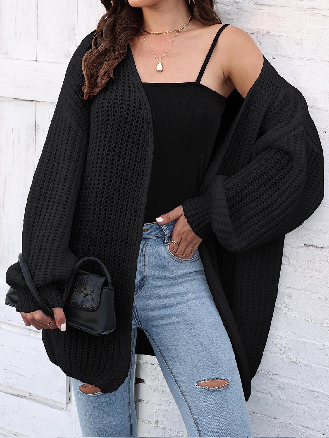 Open Front Dropped Shoulder Longline Cardigan Carauana Store
