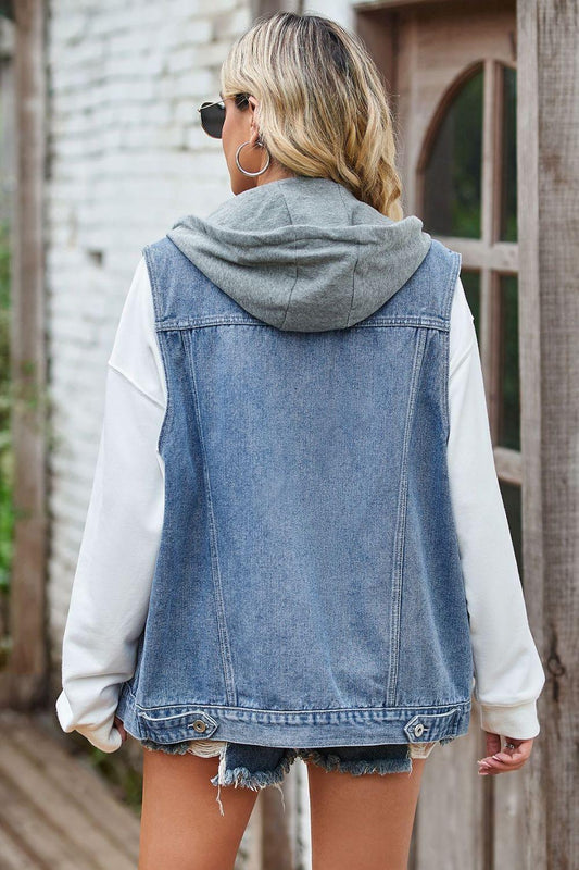 Sleeveless Denim Top with A Detachable Hood Carauana Store