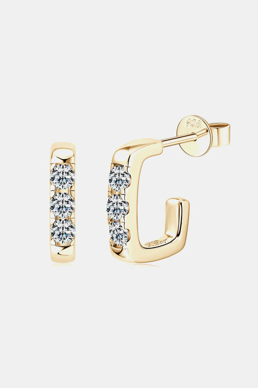 Moissanite 925 Sterling Silver Geometrical Huggie Earrings Carauana Store