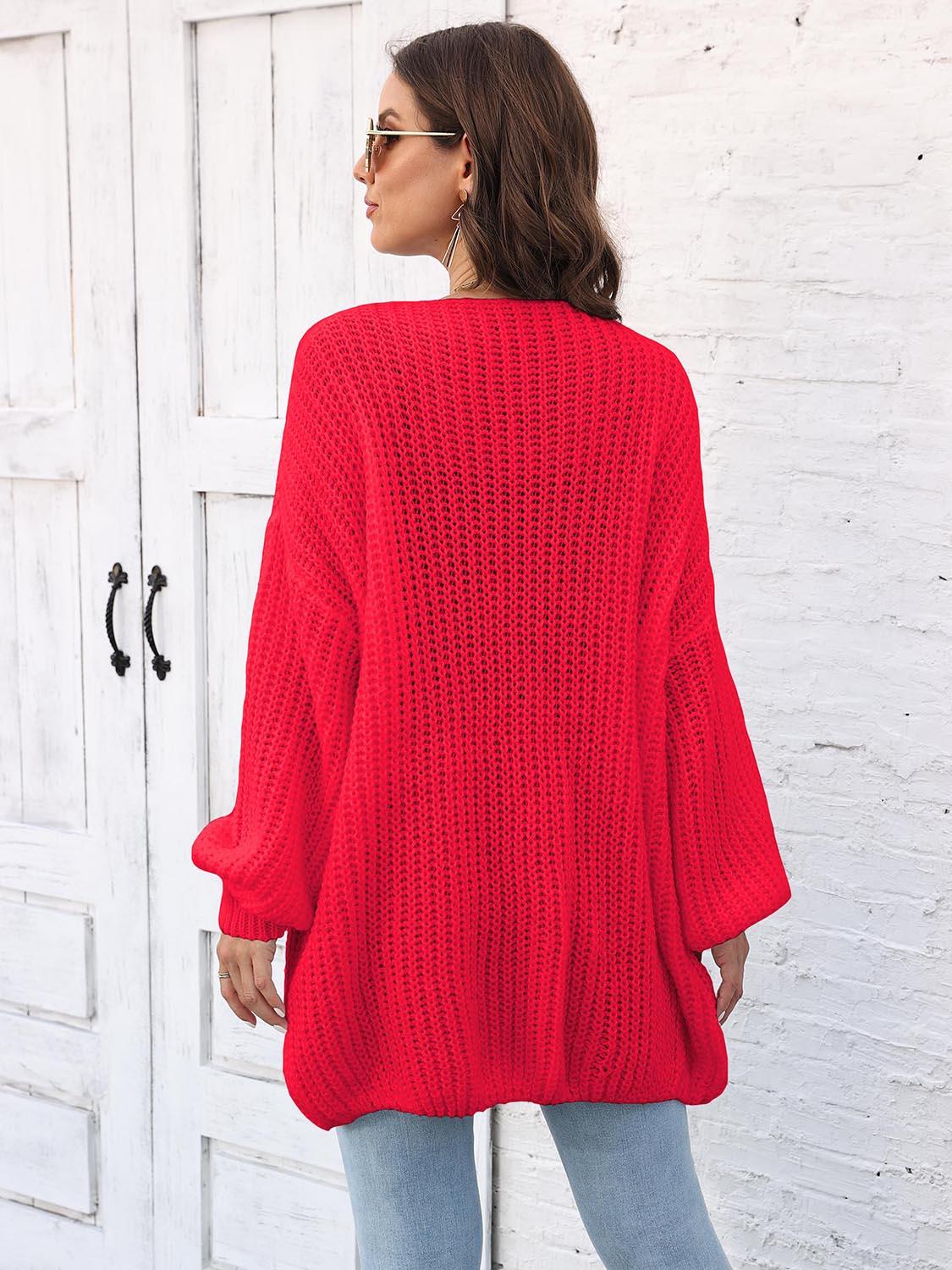 Open Front Dropped Shoulder Longline Cardigan Carauana Store