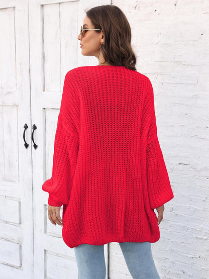 Open Front Dropped Shoulder Longline Cardigan Carauana Store