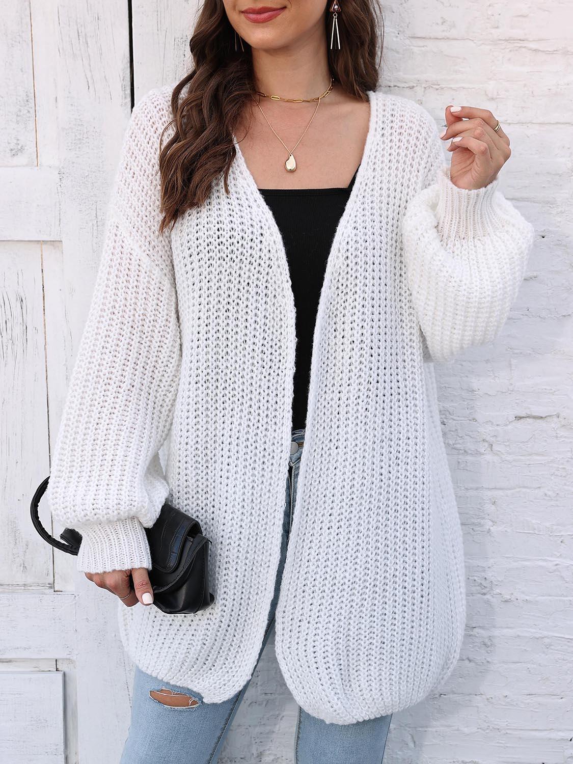 Open Front Dropped Shoulder Longline Cardigan Carauana Store