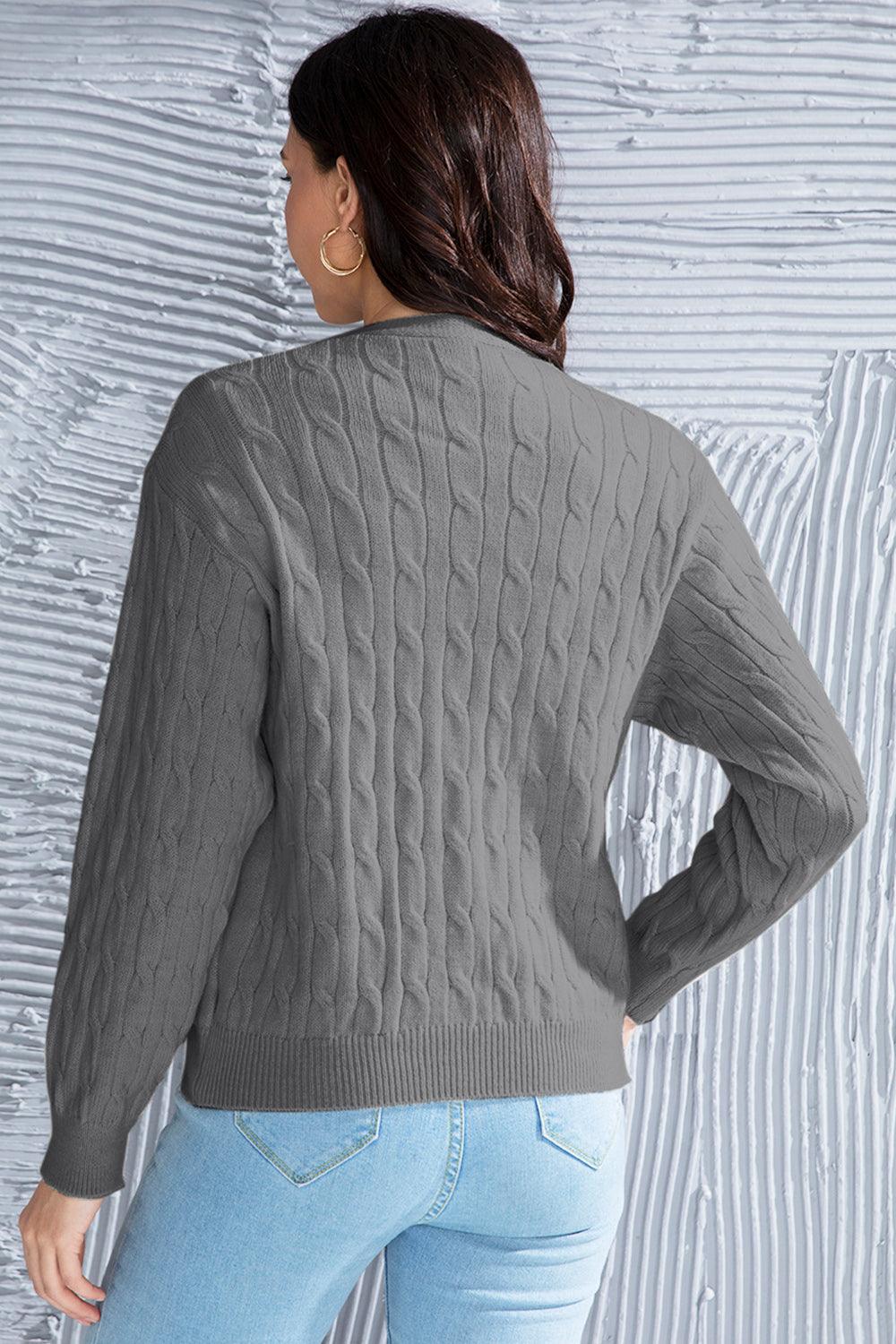 Cable-Knit Button Up Dropped Shoulder Cardigan Carauana Store
