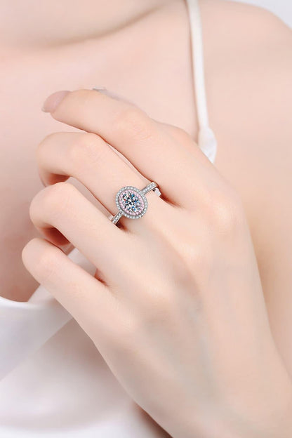 1 Carat Moissanite 925 Sterling Silver Halo Ring Carauana Store