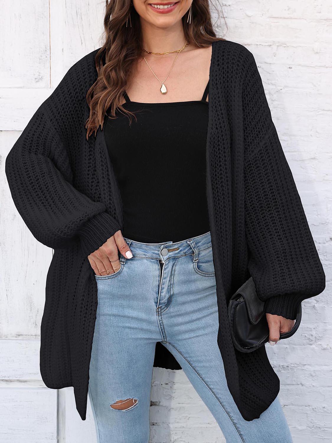 Open Front Dropped Shoulder Longline Cardigan Carauana Store