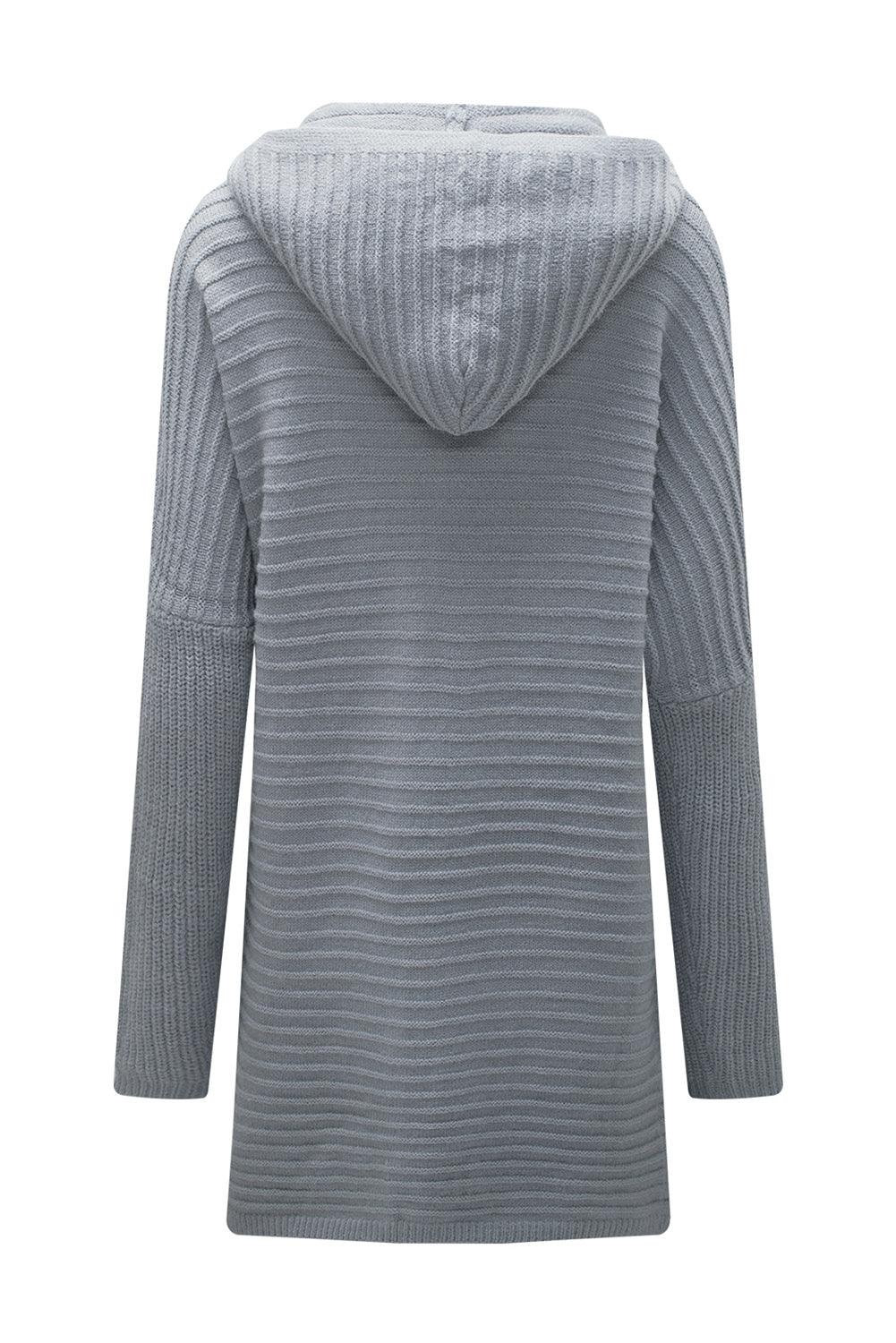 Open Front Longline Hooded Cardigan Carauana Store
