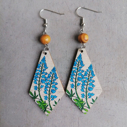 Floral Wooden Teardrop Earrings Carauana Store