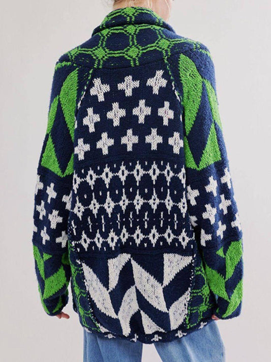 Collared Neck Long Sleeve Cardigan Carauana Store