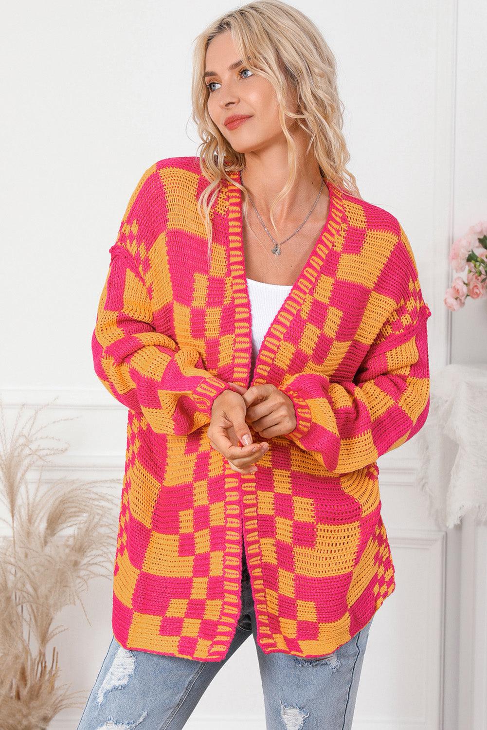 Contrast Exposed Seam Open Front Cardigan Carauana Store