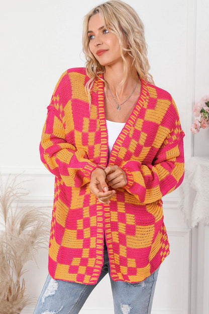 Contrast Exposed Seam Open Front Cardigan Carauana Store