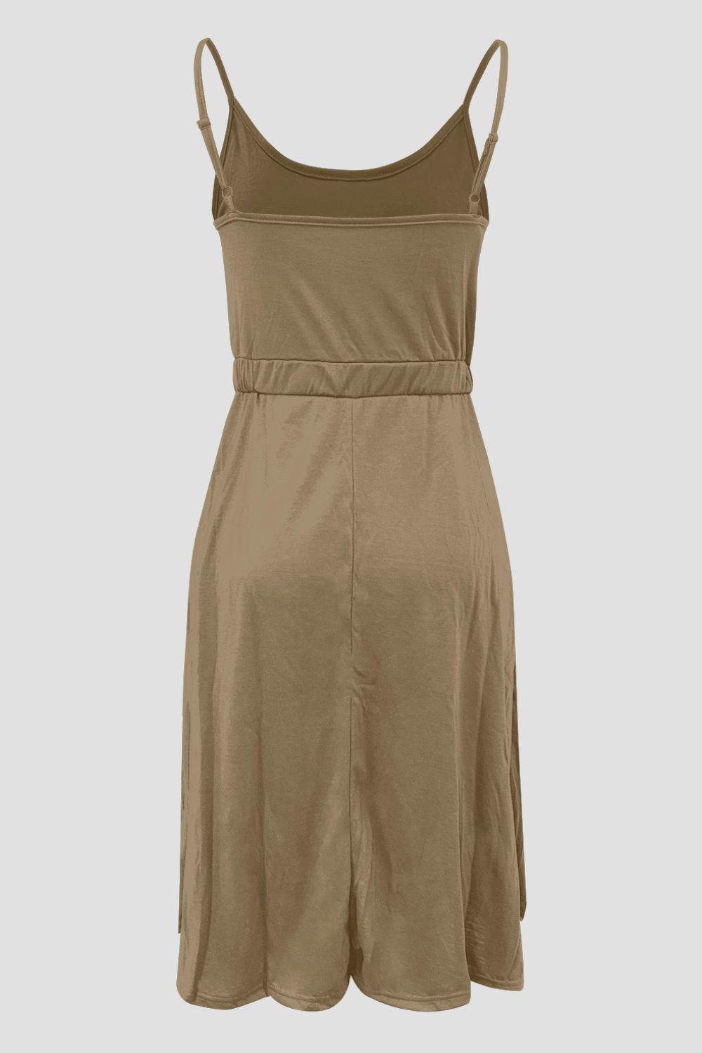 Decorative Button Spaghetti Strap Dress Carauana Store
