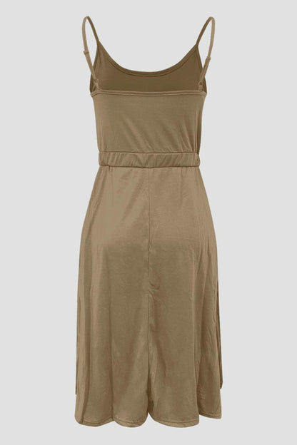 Decorative Button Spaghetti Strap Dress Carauana Store