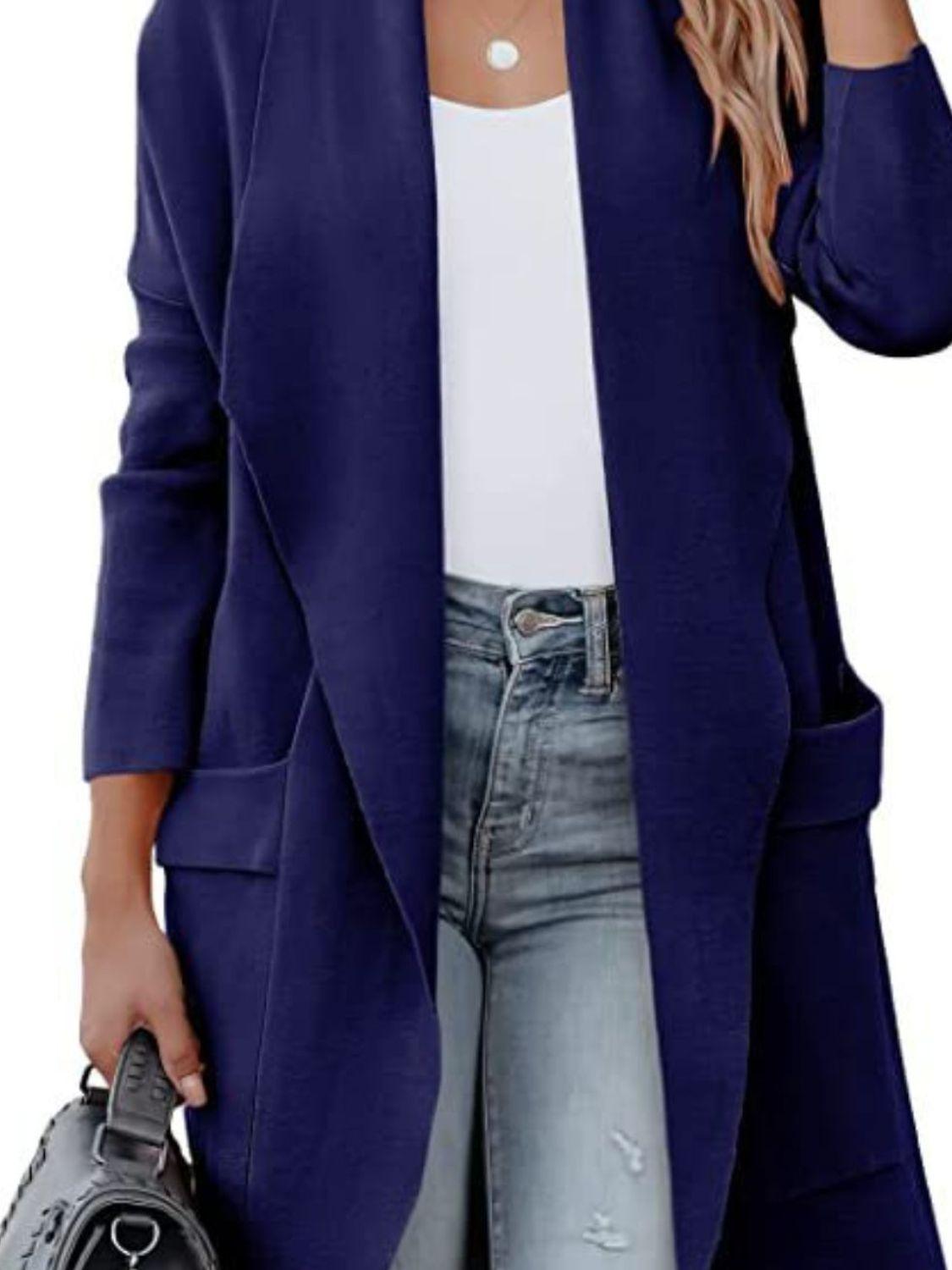 Open Front Dropped Shoulder Outerwear Carauana Store