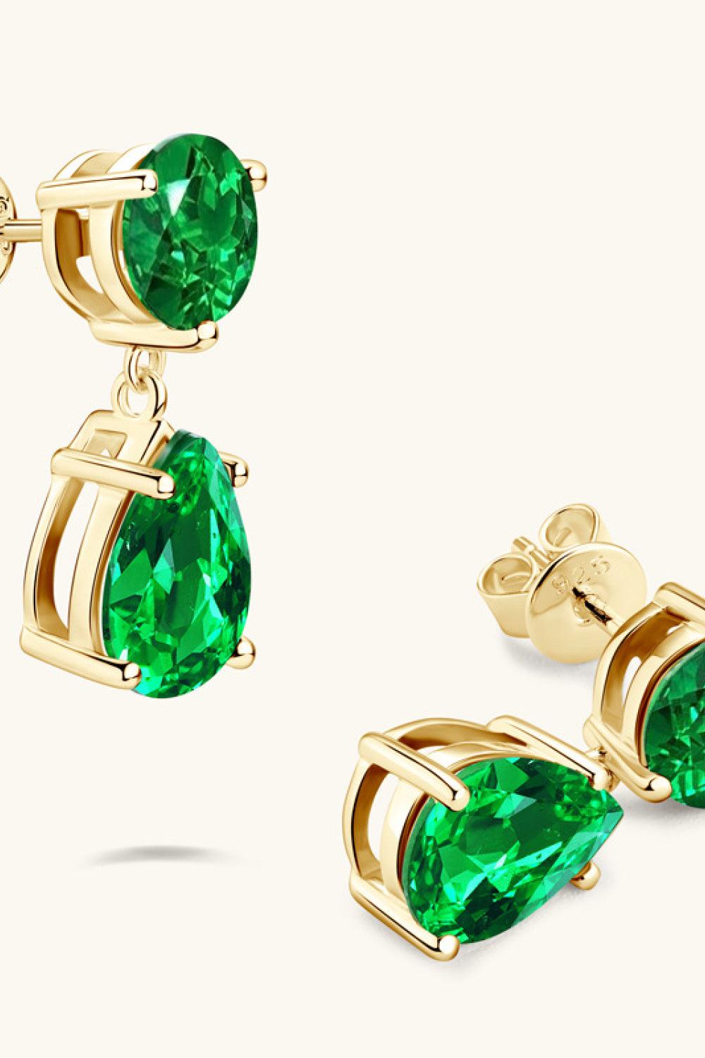 Lab-Grown Emerald Drop Earrings Carauana Store