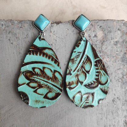 Artificial Turquoise Teardrop Earrings Carauana Store