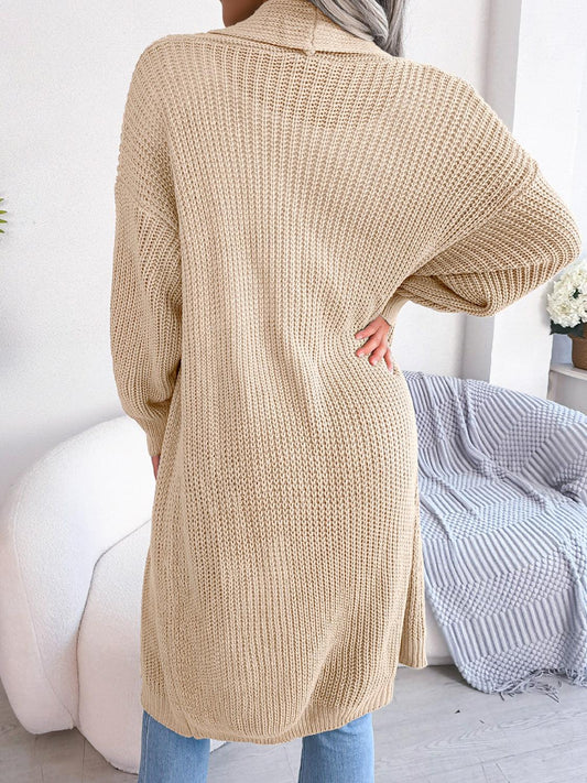 Open Front Dropped Shoulder Longline Cardigan Carauana Store