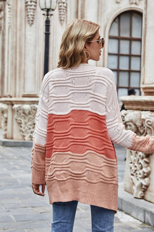 Angel Wings Color Block Openwork Open Front Cardigan Carauana Store