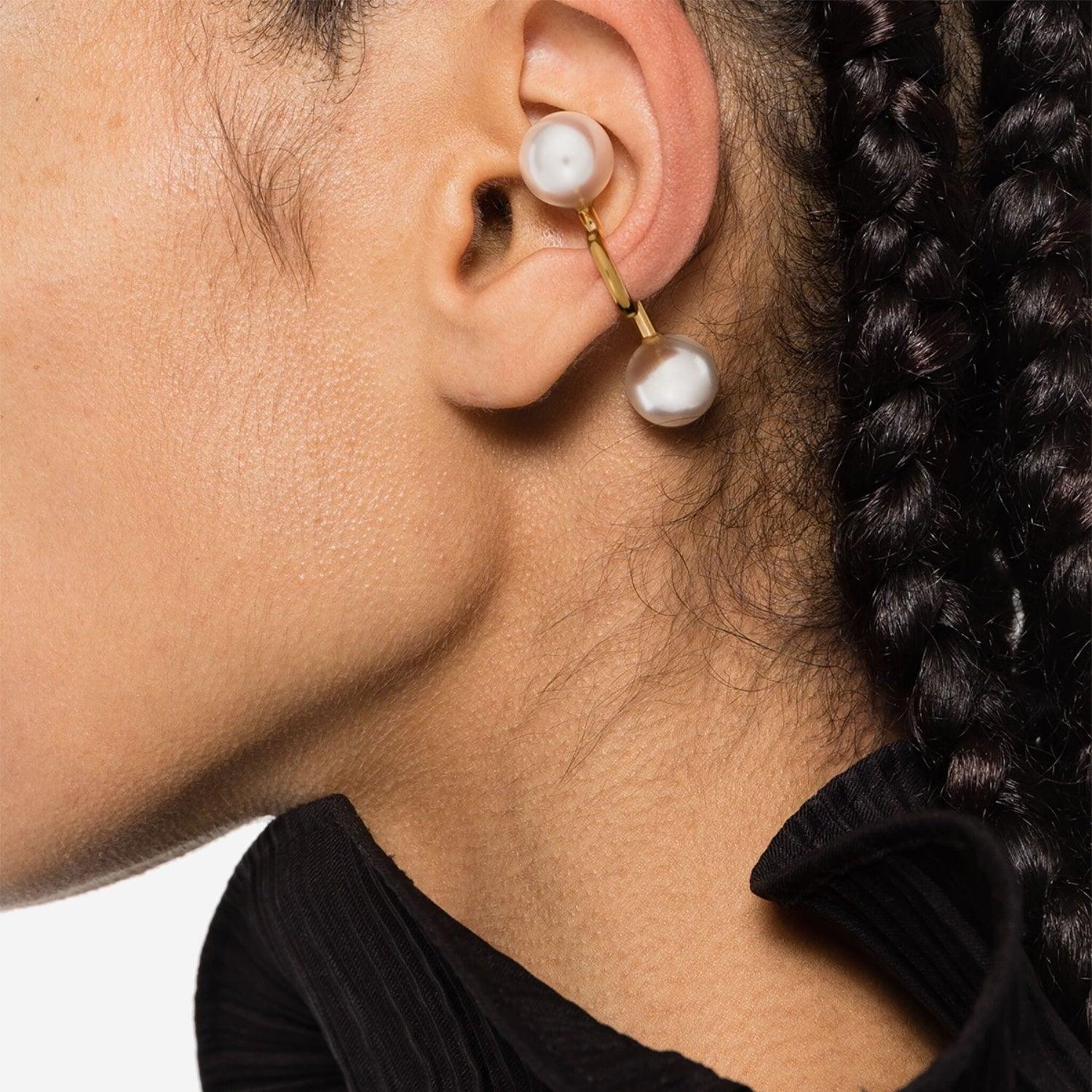 Stainless Steel Imitation Pearl Cuff Earrings Carauana Store
