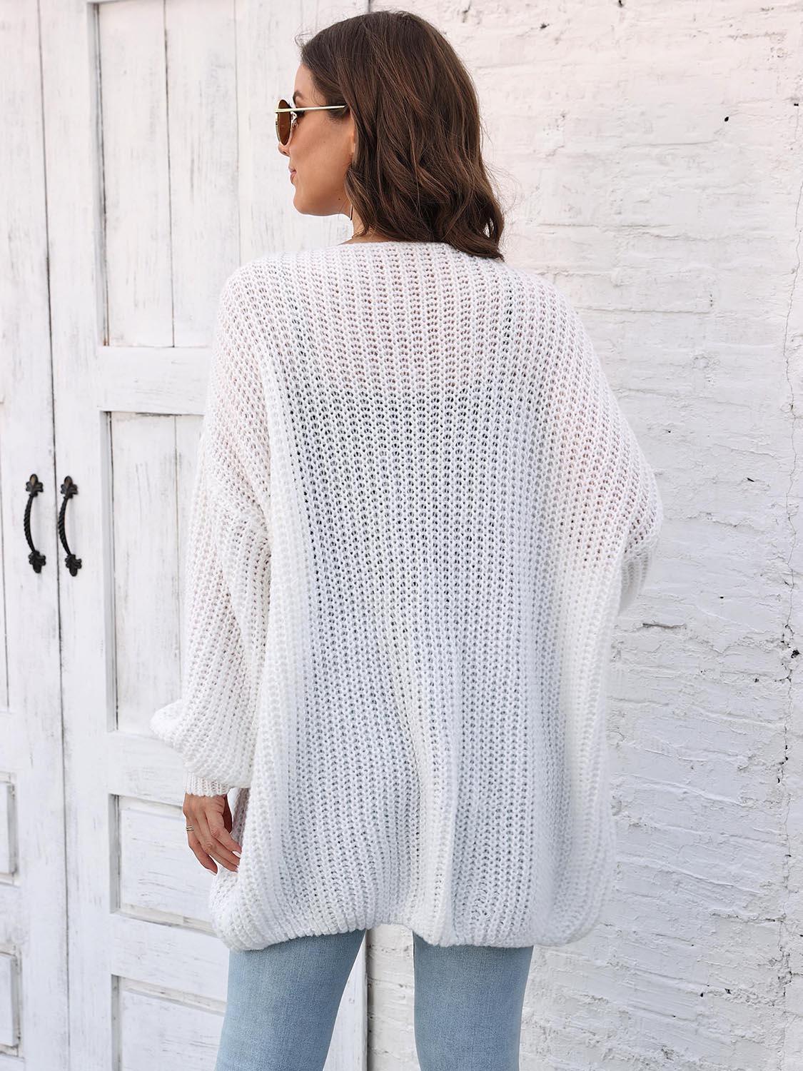 Open Front Dropped Shoulder Longline Cardigan Carauana Store