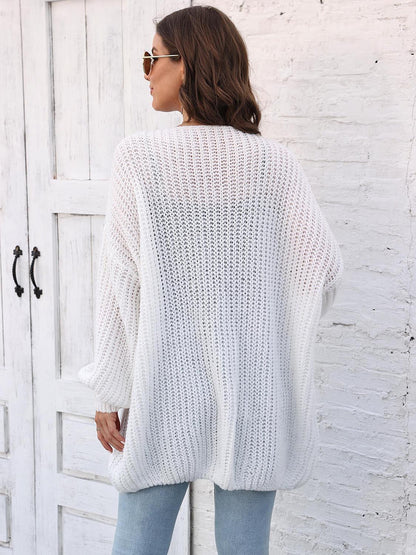 Open Front Dropped Shoulder Longline Cardigan Carauana Store