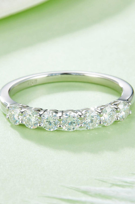 Moissanite Platinum-Plated Half-Eternity Ring Carauana Store