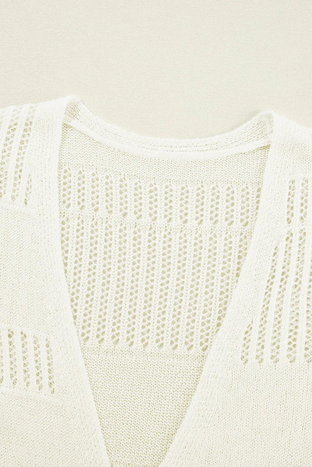 Openwork Open Front Long Sleeve Cardigan Carauana Store