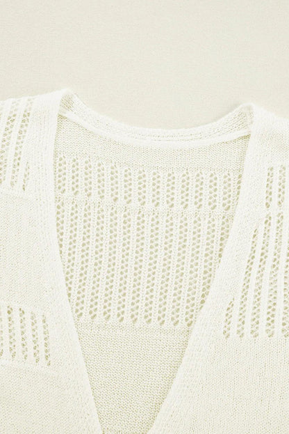 Openwork Open Front Long Sleeve Cardigan Carauana Store