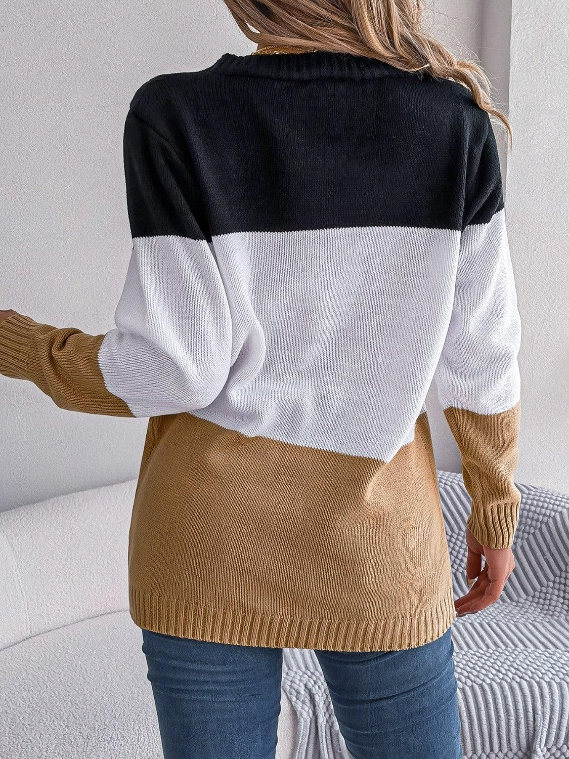 Cable-Knit Striped Button Up Cardigan Carauana Store