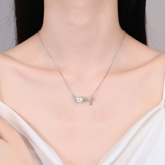 Natural Pearl Moissanite 925 Sterling Silver Necklace Carauana Store