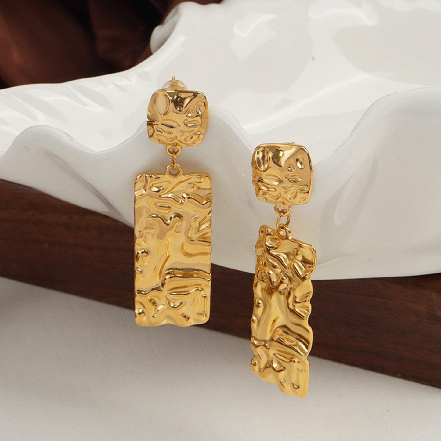 Titanium Steel Textured Geometric Earrings Carauana Store