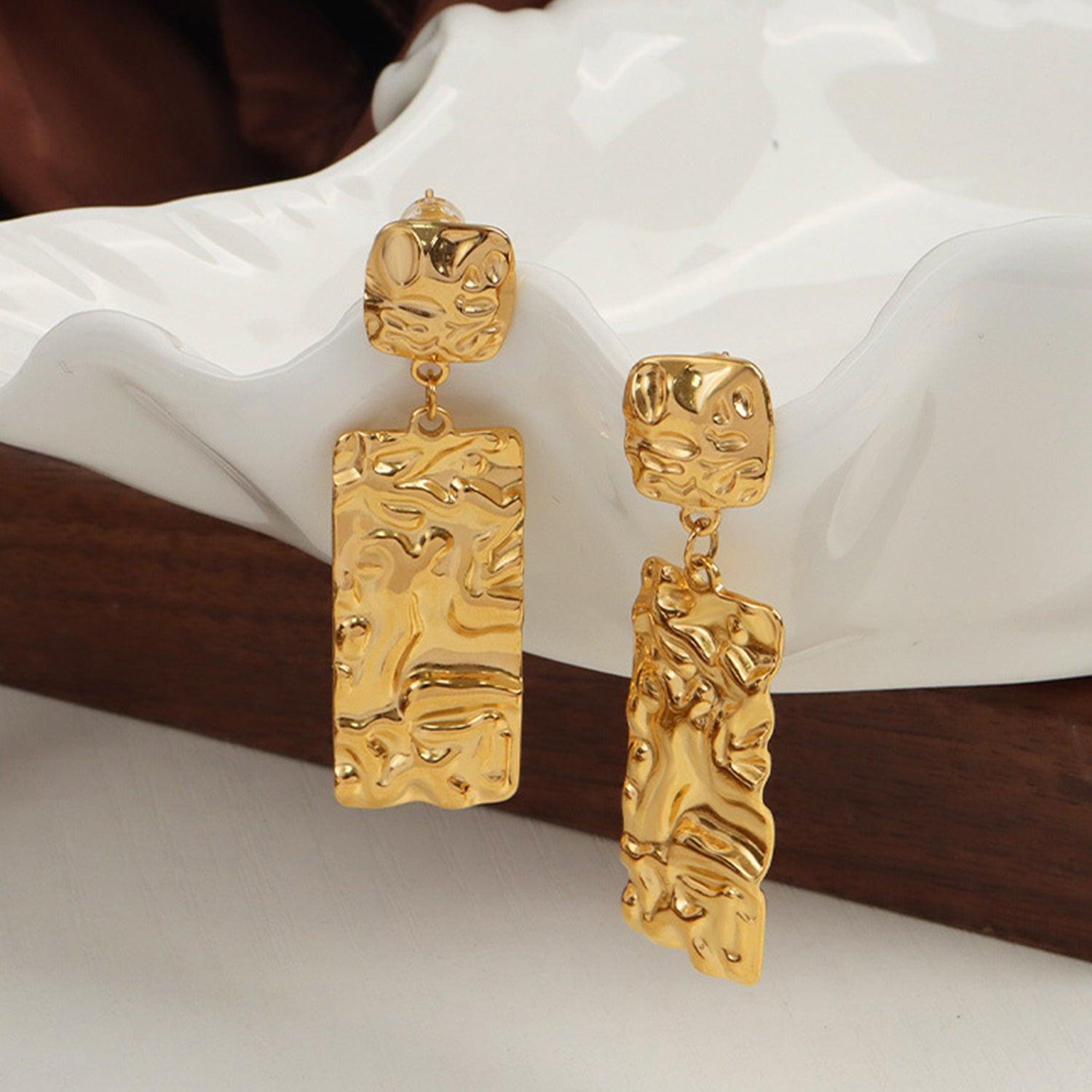 Titanium Steel Textured Geometric Earrings Carauana Store