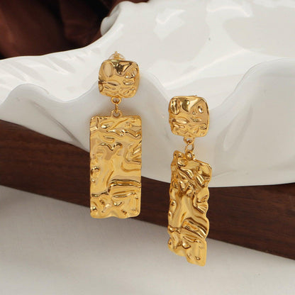 Titanium Steel Textured Geometric Earrings Carauana Store