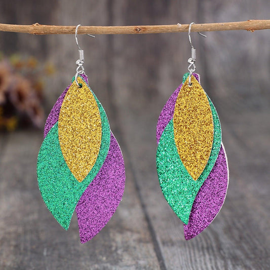PU Leather Leaf Dangle Earrings Carauana Store